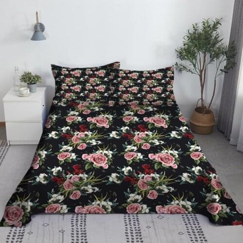 Various Flowers Bed Sheet Set 3D Printed Bed Flat Sheet With Pillow Cover For Kids Adults Polyester Full Twin Size wholesale