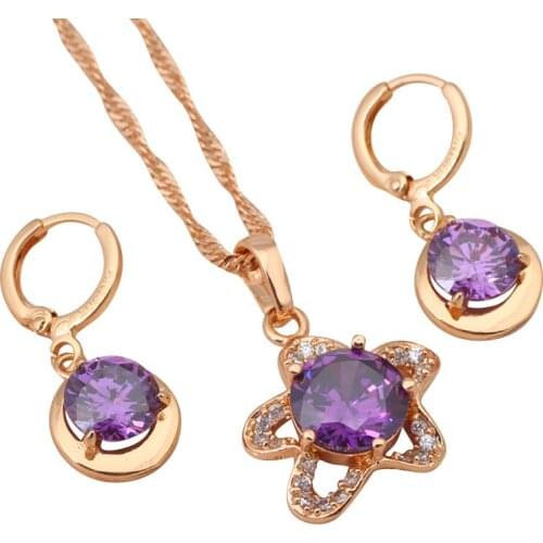 Charming brand Gold color Earrings & Necklace Fashion Jewelry Sets Crystal Crystal Health Nickel & Lead free JS217A