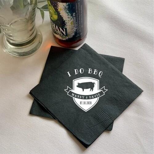 Personalized Couples Bridal Shower Napkins I Do BBQ - Bridal Shower - Rehearsal Dinner - Custom Engagement Party Napkins