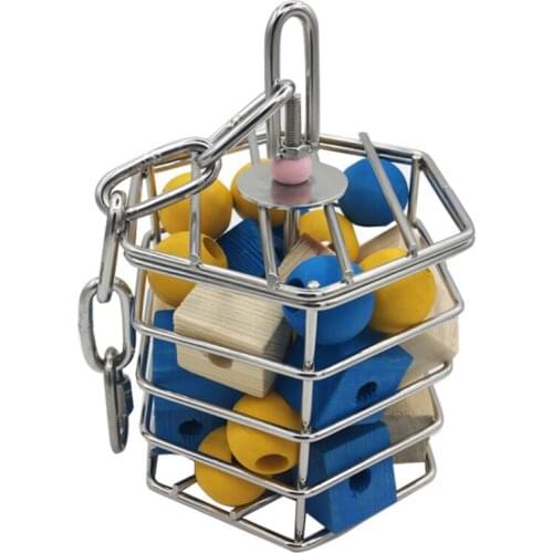 Parrot Squirrel Bold Stainless Steel Food Hanging Bird Cage Foraging Toys Macaw Cockatoo Hunt Feeder Entertainment Toys Supplies