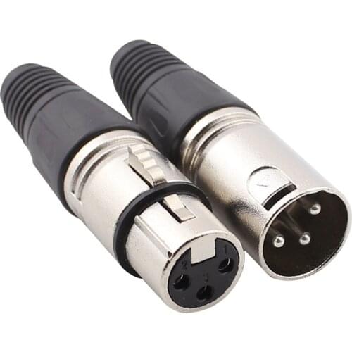 XLR-3-F/M Microphone Cable Connector Female/Male MIC Jack Plug Audio Microphone Connector Black Microphone Cable Connector