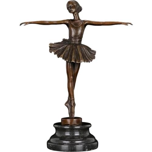 Western Ballet Dance Statue Figurine Bronze Female Ballerina Dancer Sculpture Girl Dancing for Girl Birthday Present Decor