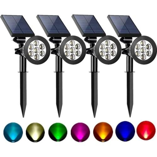 Outdoor 7 LED Solar Spotlight Auto Color-Changing Outdoor Lighting Garden Solar Lamp Christmas Camping Party Decoration Lamp