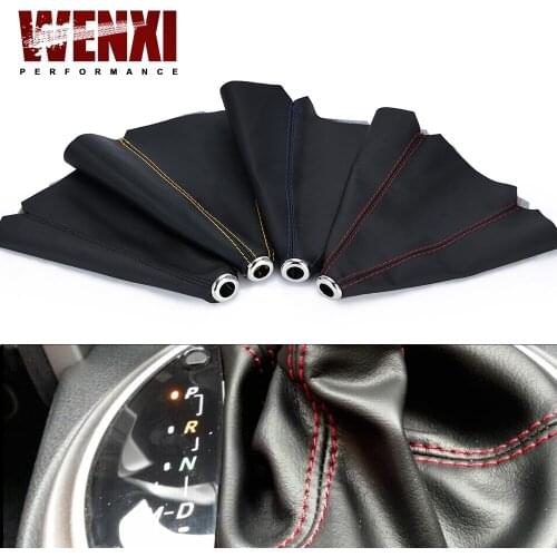 16mm Universal PU Leather Car Gear Shift Collars Carbon Fiber Auto Car Manual Stick Shifter Knob Gear Shift Boot Cover Gaiter