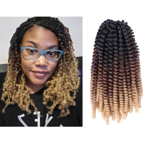 Spring Twist Crochet Hair 8" Marley Braids Curly 30 Strands Synthetic Crochet Braids Hair Extensions Rainbow Omber Colors