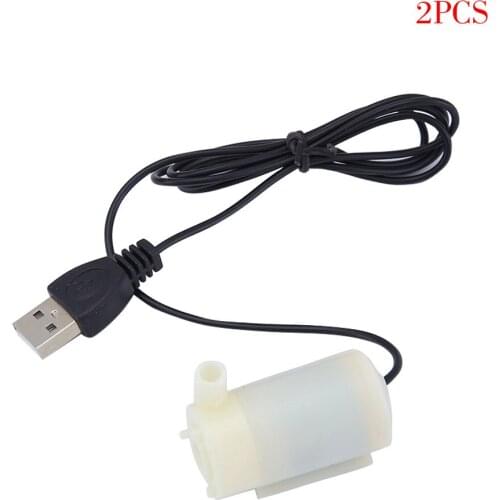 2 Pieces Water Pump USB Micro Aquarium Fountain Pump Submersible Fish Tank Fountain Low Noise Pumping Tool, White