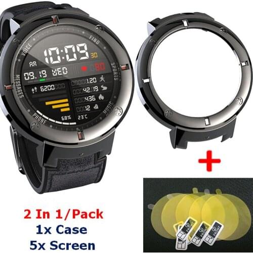 2In1 Smart Bracelet Protector Case For Xiaomi Huami Amazfit Verge Watch plating PC Shell + Screen Film for Amazfit Verge 3 Cover