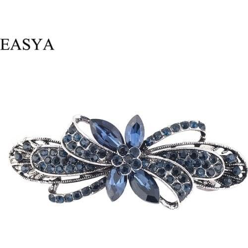 EASYA New Vintage Crystal Barrettes Hair Accessories Women Girls Elegant Butterfly Leaf Bowknot Hairpins Headwear Jewelry