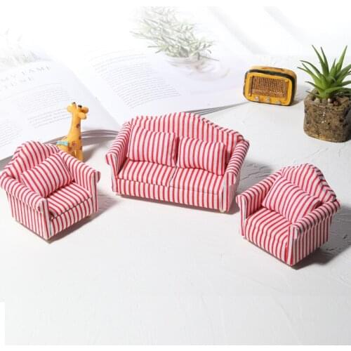 1/12 Scale Dollhouse Miniature Furniture Sofa Set Living Room Accessories Pretend Play Toys for Girls Decor Model