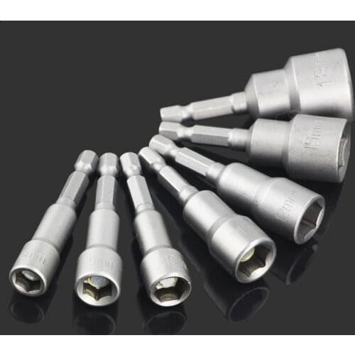 1pcs 65mm Length 1/4" Magnetic Hex Shank Socket Electric Screw Nut Driver Drill Bit Wrench Tool Sleeve Adapter Metric 6mm-24mm