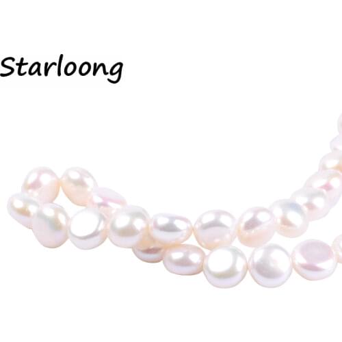 39pcs/lot 9-10mm A Quality White Flat Round Natural Freshwater Pearl Loose Strand Spacer Beads DIY for Jewelry Bracelet Necklace