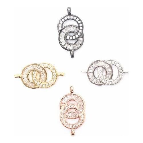 12*22mm Donuts micro pave cz zircon cubic zirconia beads DIY Copper necklace charm bracelet connectors ggg3