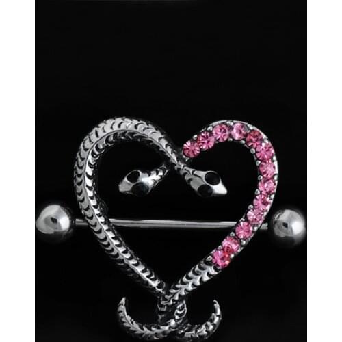14G Surgical Steel Snake Nipple Bar Rings