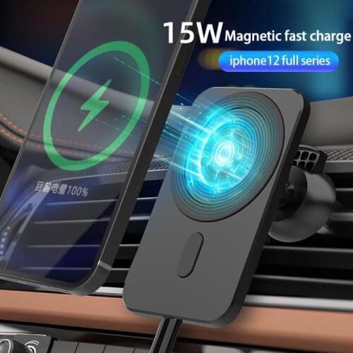 15W Magnetic Wireless Car Charger for iPhone Wireless Fast Charging Car Mobile Phone Holder Air Vent Phone Stand Car Charger