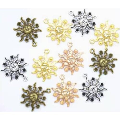 30pcs 27x26mm Antique Bronze /Antique Silver Sun Charms Pendants