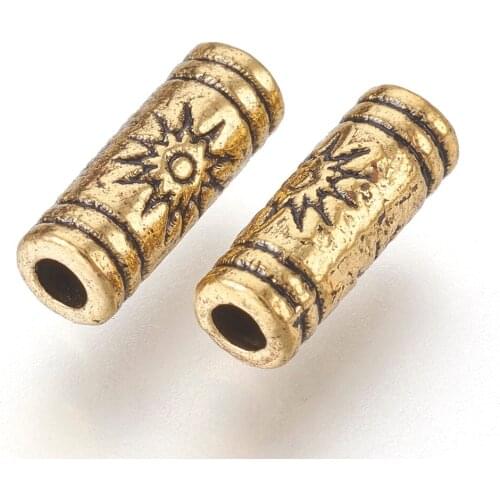 50pcs 9.5x3.5mm Tibetan Style Antique Golden Zinc Alloy Beads For Necklaces Bracelets Jewelry Making DIY, Hole: 1.5mm