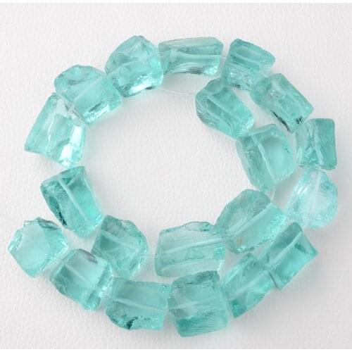 Aquamarine Blue Natural Glass Quartz Rough Nugget Loose Beads 16" Jewelry Making DIY