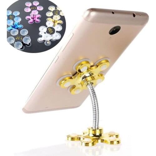 Car Double Suction Cup Mobile Phone Holder Rotatable Silicone Petal Shaped Sucker Vehicle Bracket Stand Universal 5 Color