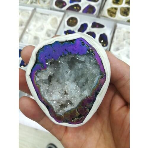Electroplating seven color agate original stone original mine cornucopian jewelry crystal cluster