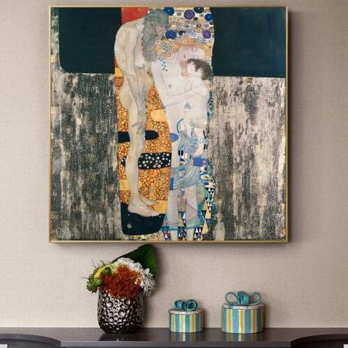 Gustav Klimt Three Ages Of Woman Canvas Painting On The Wall Reproductions Gustav Klimt Wall Art Canvas Pictures For Living Room