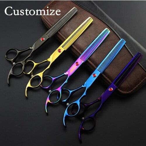 Customize japan 440c 6.5 inch dog grooming hair scissors Pet hair clipper barber thinning scissor shears hairdressing scissors