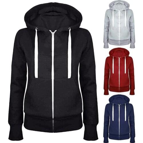 Classic Women Hoodies Overcoat Spring Autumn Zipper Hooded Sweatshirts Hoody Jacket Coat Pockets Outerwear novedades mujer 2020