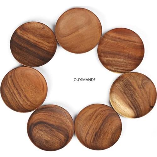 Creative Solid Wood Snack Plate Round Fruit Dishes Wooden Saucer Tea Tray Dessert Dinner Breakfast Plate Kitchen Tableware