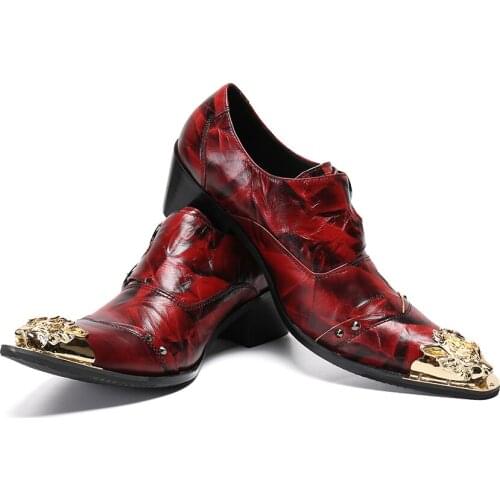 Trendy Plus Size 38-47 Designer Mens Shoes Fashion Slip On Party Dress Wedding Shoes Gold Metal Toe Luxury Italy Shoe For Men