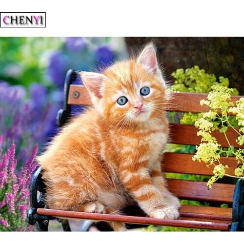 CHENYI DIY Cross Stitch Diamond Embroidery Flower Animal Cat Diamond Painting Kit Mosaic Needlework New Year Home Decor Stickers