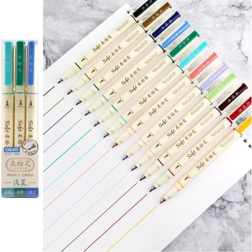3pcs Four Season Color Soft Brush Sign Pen Set for Drawing Calligraphy Lettering Paint Fine Tip Liner School Art Design A6335