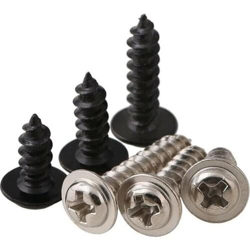 Nickel /Black Zinc Plated With Pad Cross With Collar Padded Washer Small Bolt Round Pan Head Phillips Self Tapping Screw M1.2-M4