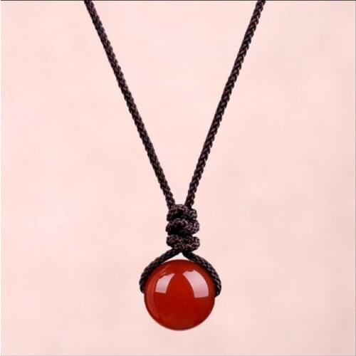 New type of popular natural ruby chalcedony sweater chain transfer beads necklace lady fashion jewelry clavicle Necklace Pendant