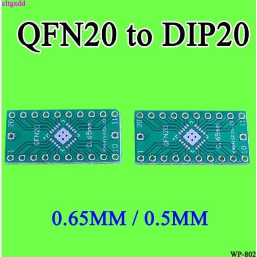 Cltgxdd 10pcs/lot QFN20 to DIP20 Adapter PIN Pitch 0.5 0.65mm PCB Board Converter LFCSP20 TO DIP Converter
