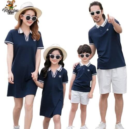 Mother Daughter Dresses Family Clothing Summer Father Son T-Shirts Short Pants Men Boy Family Matching Outfits Women Girl Dress