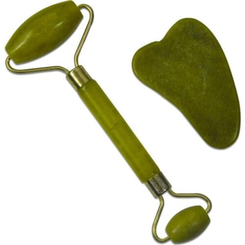 2pc/set Portable Pratical Facial Massage Roller Natural Jade Anti Wrinkle Face Slimming Shaper Body Foot Relaxation Beauty Tool