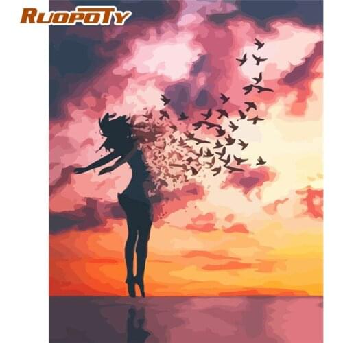 RUOPOTY Oil Paint By Numbers Kits For Adults Home Living Room Wall Decoration HandPainted Figure Picture Framed Artcraft Diy Gif