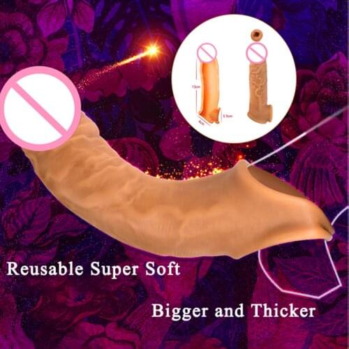 Sex Toys Realistic Condom Male Sexual Toy Penis Enlargement Sleeve Men Reusable Dick Ring