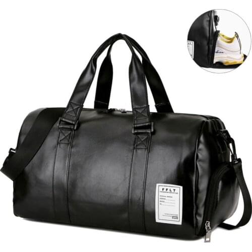 Gym Bag Leather Sports Bags Big Men Training Tas for Shoes Lady Fitness Yoga Travel Luggage Shoulder Black Sac De Sport Handbags
