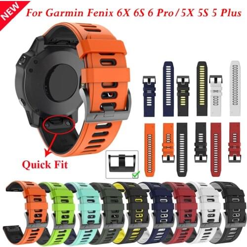 Sport Silicone Watchband Wriststrap for Garmin Fenix 6X 6 6S Pro 5X 5 5S Plus 3HR MK1 20 22 26mm EasyFit Quick Release wirstband