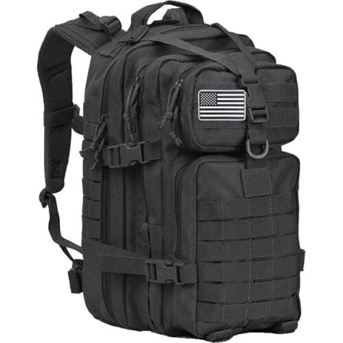 REEBOW TACTICAL Military Assault Backpack with Flag Patches Army Molle Waterproof Bug Out Rucksack for Outdoor Camping Hunting