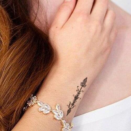 Bow Waterproof Temporary Tattoo Sticker Black Flower Diamond Fake Tattoos Flash Tatoo Arm Hand Chest Neck Body Art for Women Men