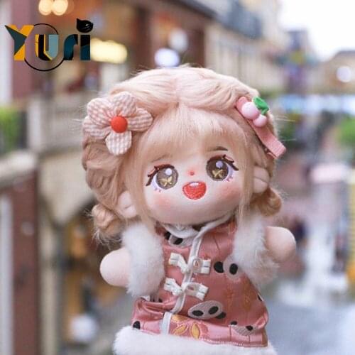 Yuri Hand Made Panda Cheongsam Pink Clothes Cosplay Traditional Clothing Bag Antique Toy 20cm Figure Costume C XH