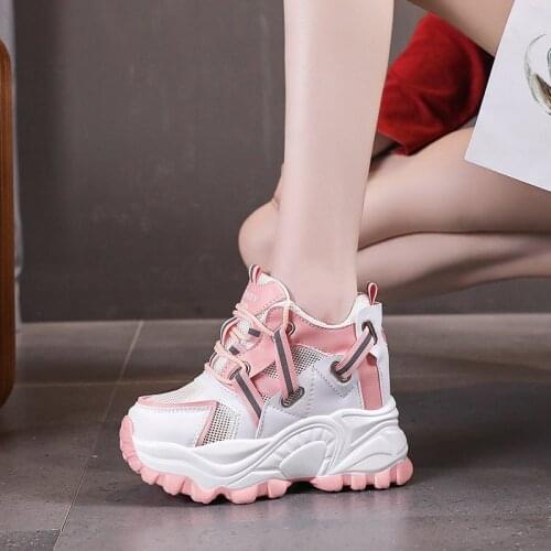Mesh High Platform Sneakers For Women Fashion Vulcanized Shoes Chunky Casual Shoes Woman Walking Trainers 2021 Sport Dad Shoes