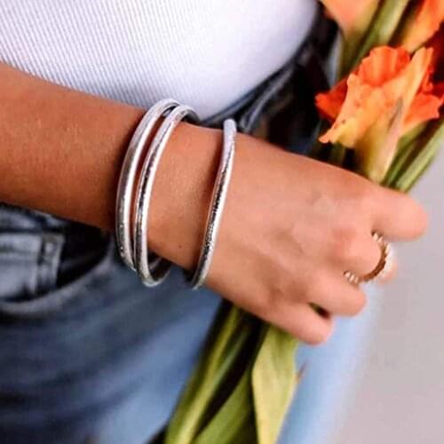 Shinning Silver Glitter Jelly Bangle Bracelet Set - Gold Powder Lining Fashion Jewelry Lightweight Cute Bracelets for Women Girl