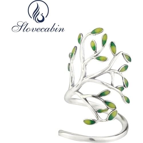 Slovecabin Vintage 925 Sterling Silver Finger Party Rings For Women Sterling Silver Jewelry Tree Shape Bague Silver Wedding Ring