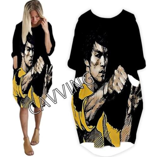 Bruce Lee 3D Printed Streetwear Women US Size Dresses Fashion Harajuku Short Sleeves Clothes Plus Size Clothing