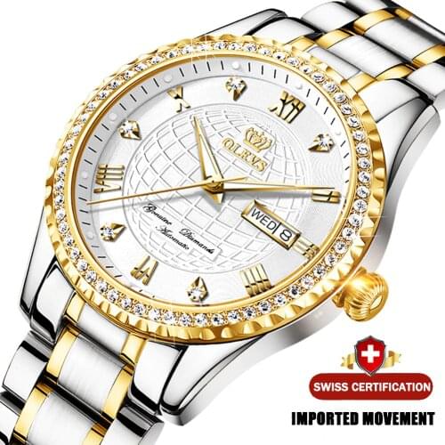 OLEVS Gold Men Mechanical Watch Luxury Automatic Watch Sports Stainless Steel Waterproof Watch Men relogio masculino Gifts 6616