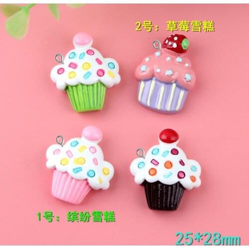 10pcs 25*28mm Fashion DIY resin ice cream charms kawaii cabochon sticker simulated fake food craft decoration jewelry making
