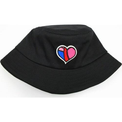 2021 Tailoring Hearts Embroidery Cotton Bucket Hat Fisherman Hat Outdoor Travel Hat Sun Cap Hats for Men and Women 07