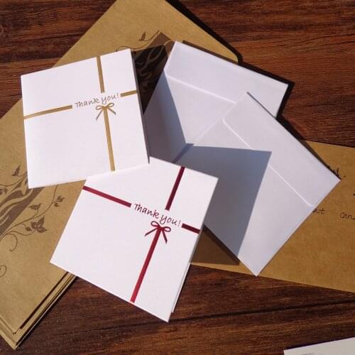 3sets Gold Red Embossed Thank you Happy Birthday Message Cards with Gift Card in School Paper Envelope